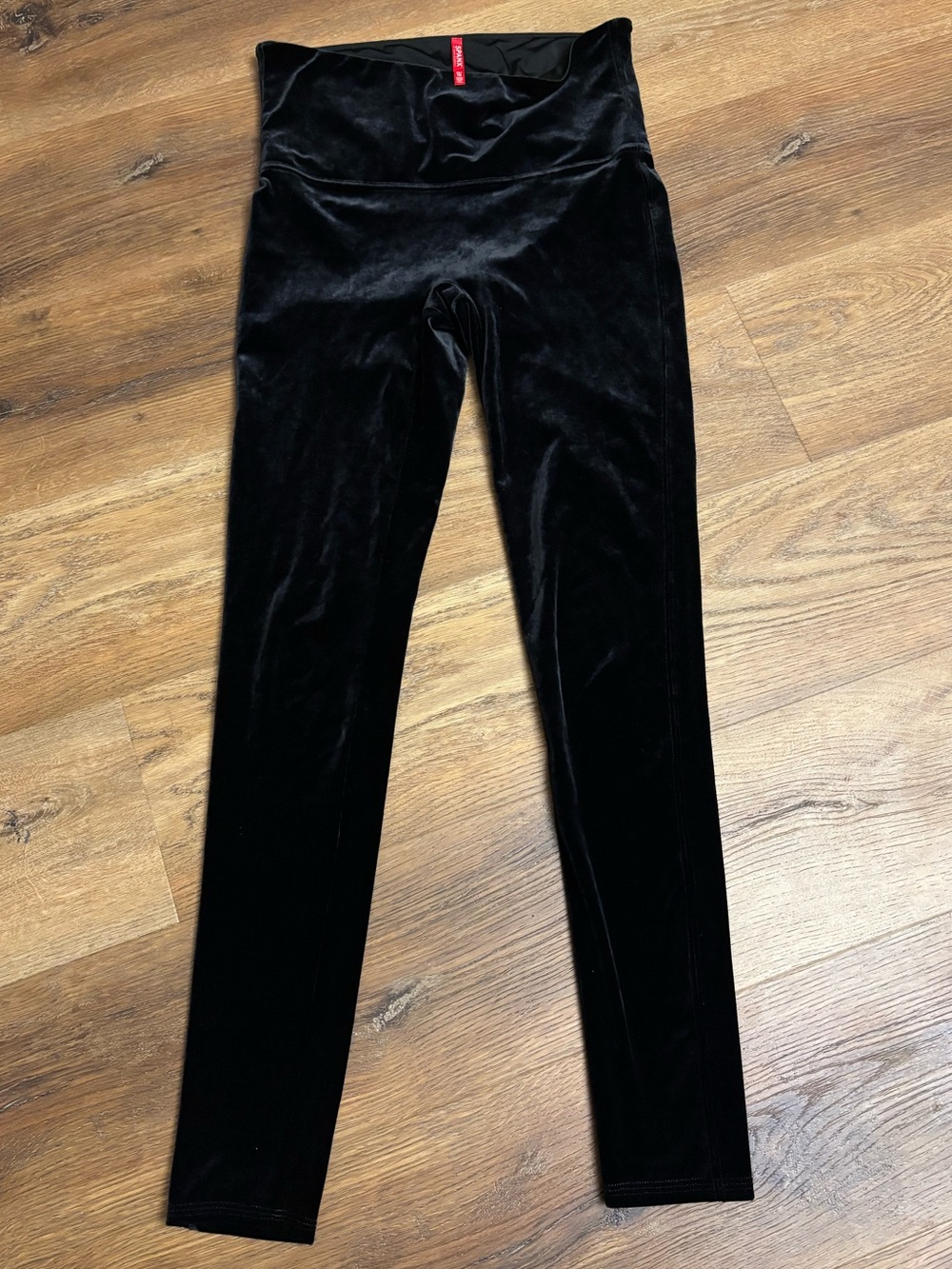 SPANX Black Velvet Ankle Leggings Women's XL Regular Size